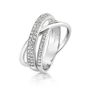 Sterling Silver Crossover CZ Ring