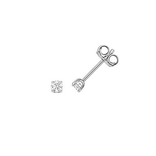 18ct White Gold Diamond 4 Claw Earring Stud Earrings