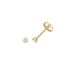 18ct Yellow Gold Diamond 3 Claw Stud Earrings