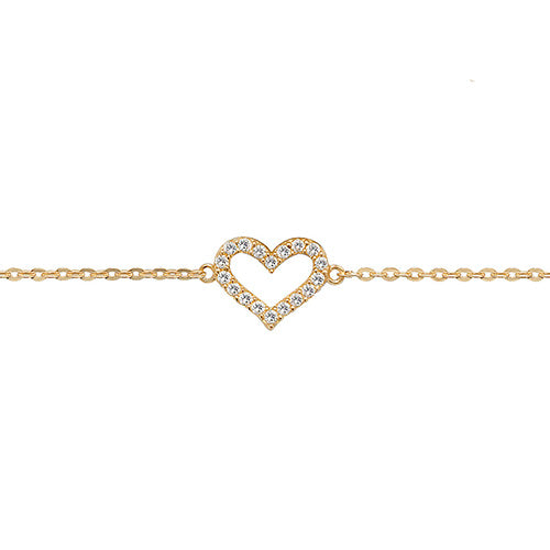 9ct Yellow Gold CZ Heart Bracelet