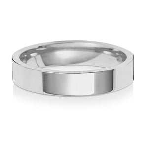 9ct White Gold 4mm Flat Court Wedding Ring