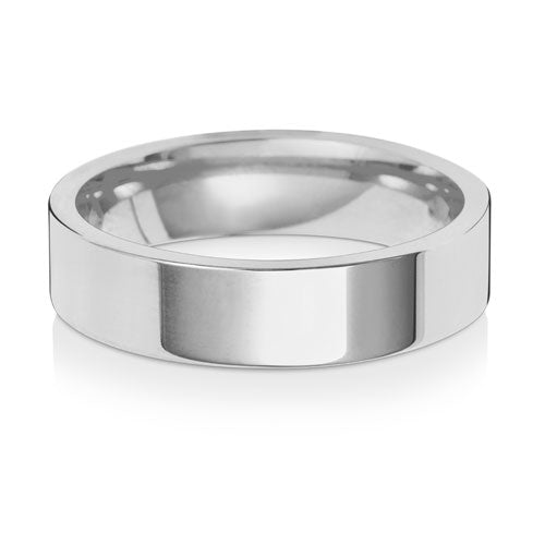 9ct White Gold 5mm Flat Court Wedding Ring
