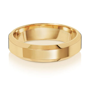 9ct Yellow Gold 5mm Soft Court Bevelled Edge Wedding Ring