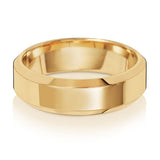 9ct Yellow Gold 6mm Soft Court Bevelled Edge Wedding Ring