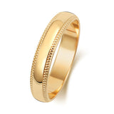 9ct Yellow Gold 4mm D Shape Millgrain Wedding Ring