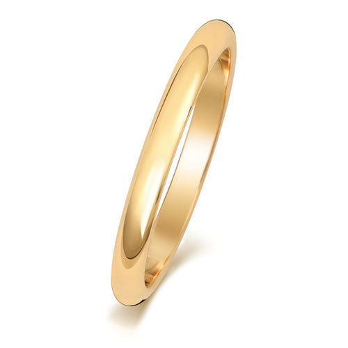 18ct Yellow Gold D Shaped 2mm Wedding Ring