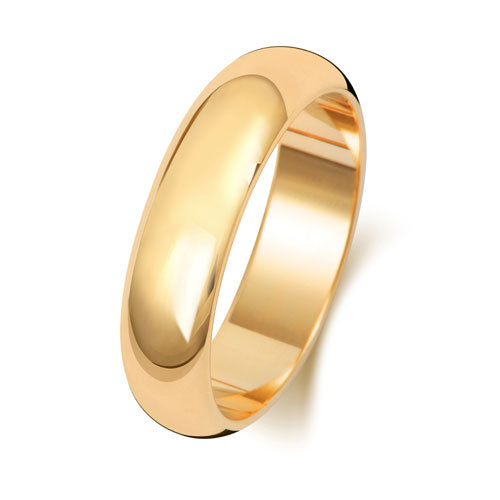 18ct Yellow Gold 5mm D Shaped Wedding Ring